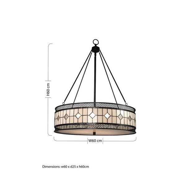 Lustră din metal cu abajur din sticlă ø 60 cm Waldorf – Premier Housewares-image-4