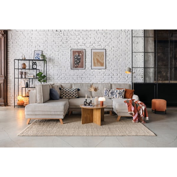 Colțar turcoaz extensibil cu tapițerie din catifea reiată (cu colț pe partea stângă /în formă de "U") Tori – Bonami Selection-image-1