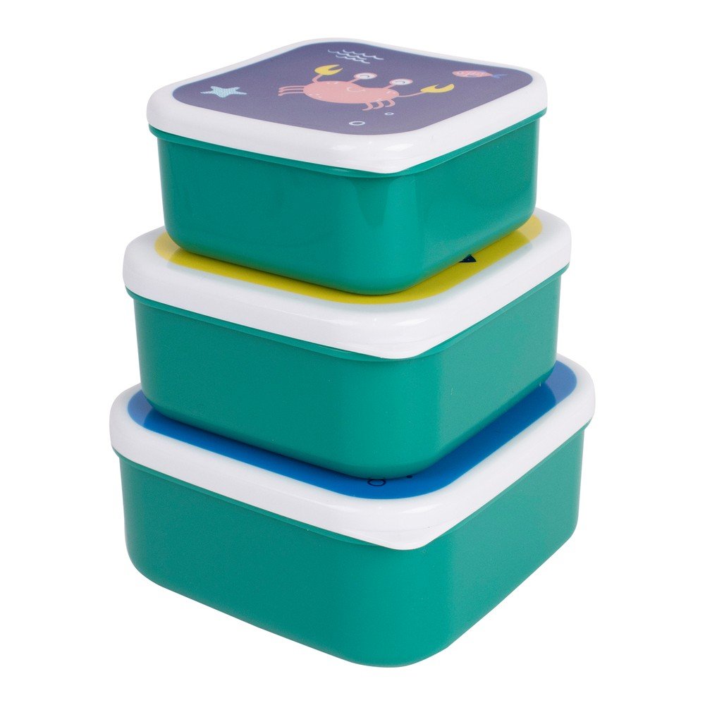 Cutii de gustări pentru copii verzi 3 buc. din plastic Ocean – Ladelle