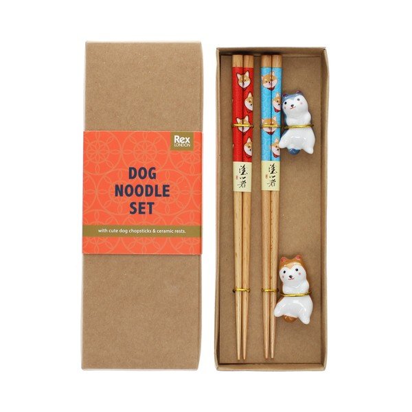 Set de bețe chinezești în culoare naturală din lemn 2 buc. pentru 2 persoane Dog – Rex London