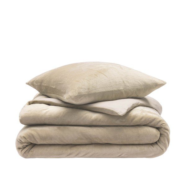 Lenjerie de pat bej din microflanel pentru pat dublu/extinsă cu 3 piese 240x220 cm Flanou – douceur d'intérieur