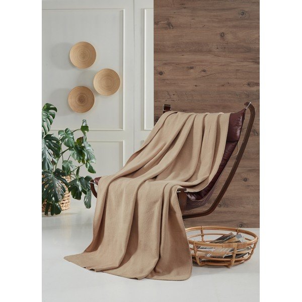Pătură bej din polar, fleece 130x170 cm Brighton – Mijolnir-image-1
