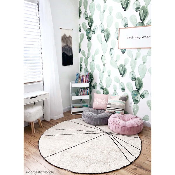 Covor crem lavabil/țesut manual rotund din bumbac ø 160 cm Trace Beige – Lorena Canals-image-3