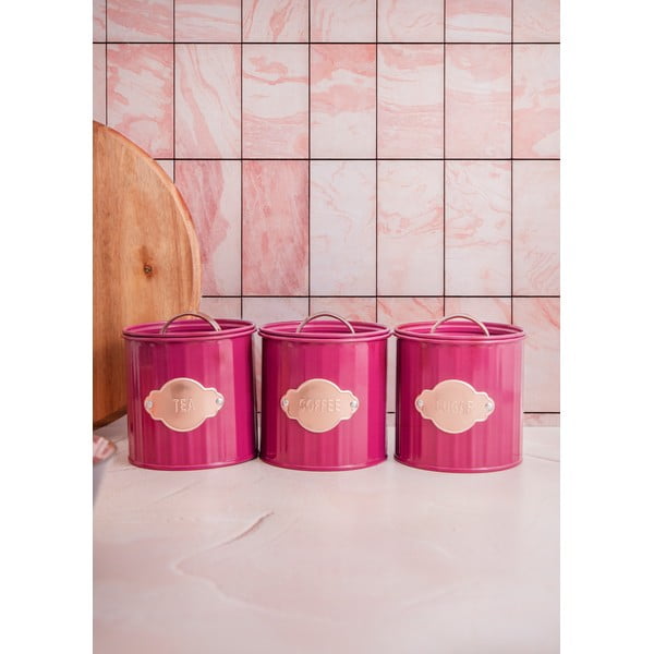 Recipiente de alimente roșii din oțel în set de 3 - Kitchen Craft-image-1