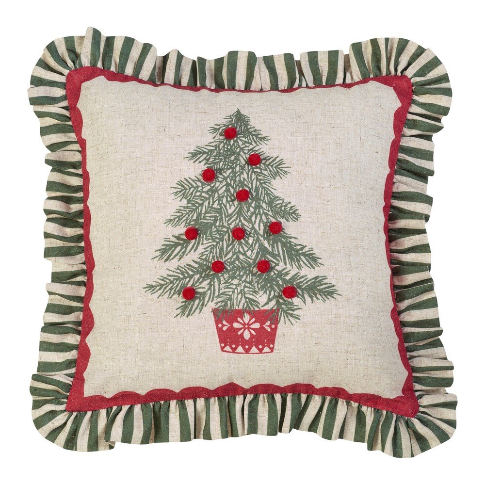 Pernă decorativă 45x45 cm cu model de Crăciun Frilled Christmas Tree – Catherine Lansfield