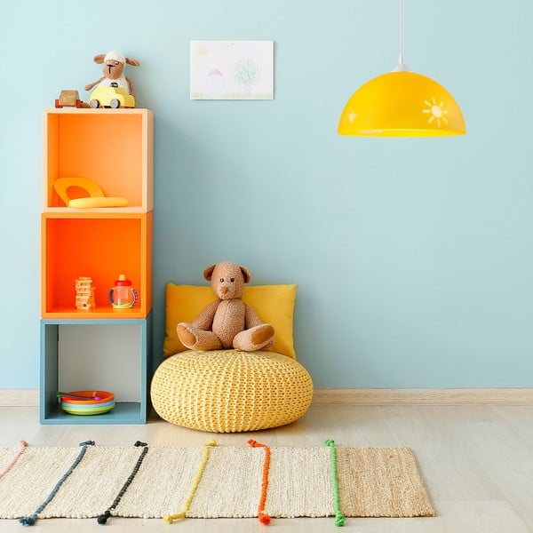 Lustră pentru copii galben ocru cu abajur din sticlă ø 30 cm Day & Night – LAMKUR-image-1