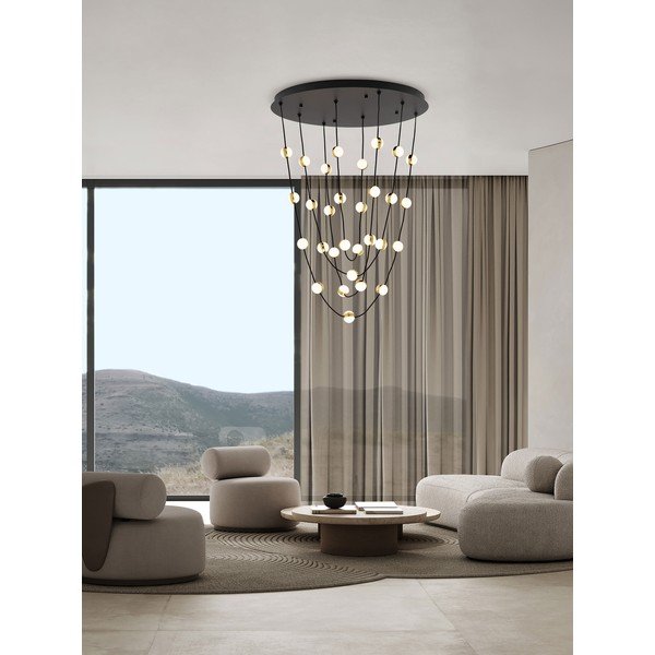 Lustră negru-mat LED cu intensitate reglabilă din aluminiu cu abajur din sticlă acrilică ø 84 cm Alcinoe – Nova Luce-image-1