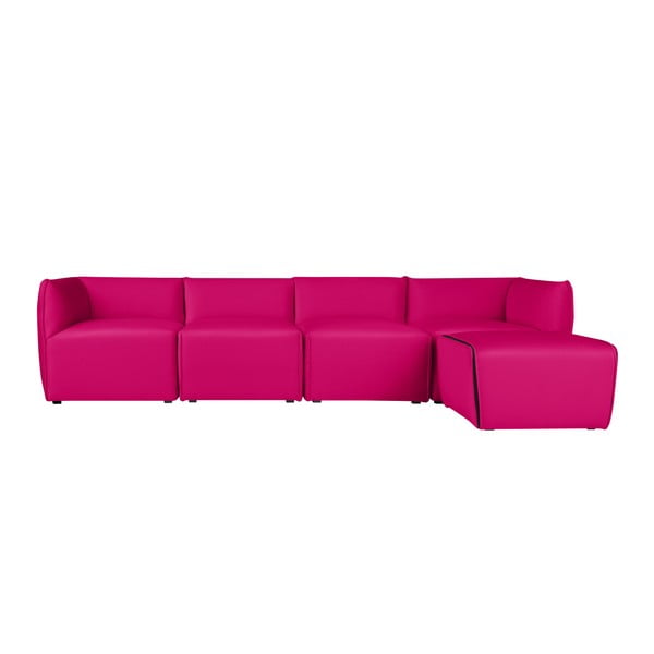 Canapea modulară cu 4 locuri și șezlong Norrsken Ebbe, roz