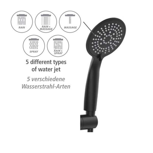 Set de duș negru din oțel inoxidabil 120 cm Young – Wenko-image-2