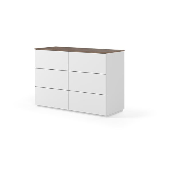 Comodă albă cu sertare și cu blat cu aspect de lemn de nuc Join TemaHome, 120x84 cm-image-2