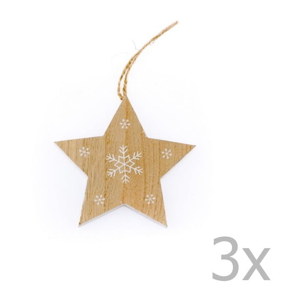 Set 3 decorațiuni suspendate în formă de stea Dakls Snowflake, înălțime 11 cm