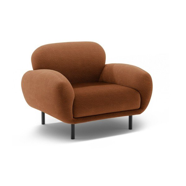 Fotoliu teracotă cu tapițerie din țesătură bouclé Poppy – Micadoni 