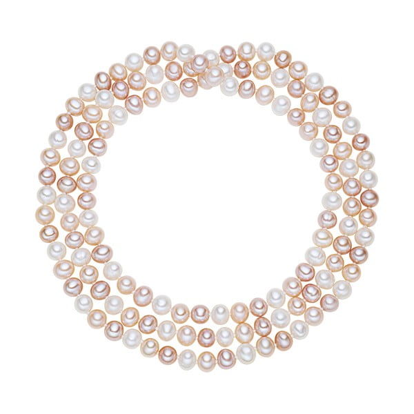 Colier din perle Chakra Pearls, 120 cm, alb-roz