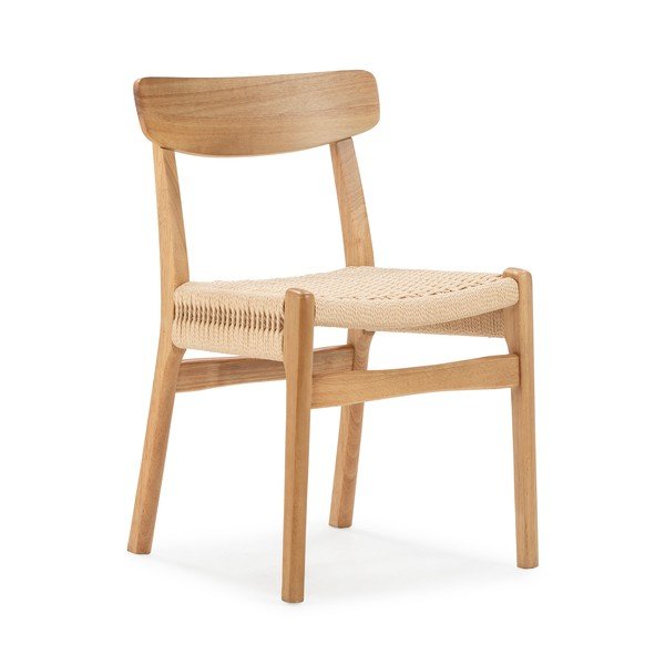 Scaune de dining în culoare naturală 2 buc. din lemn de arbore de cauciuc Biel – MOME