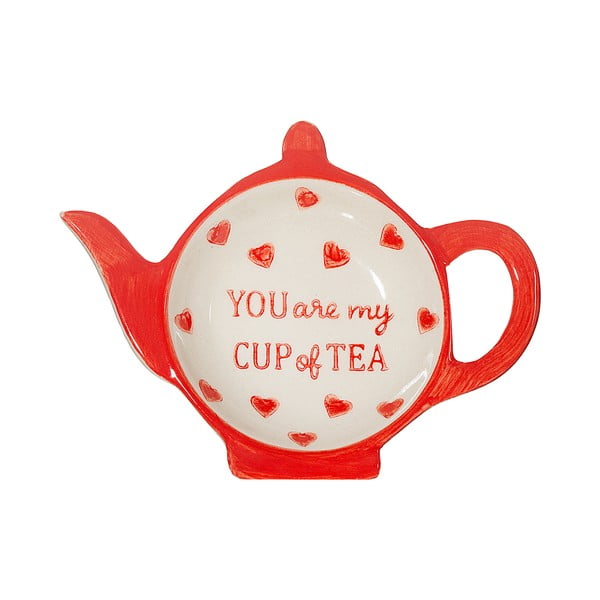 Tăviță pentru pliculețe de ceai roșie/albă din ceramică You are My Cup of Tea – Sass & Belle