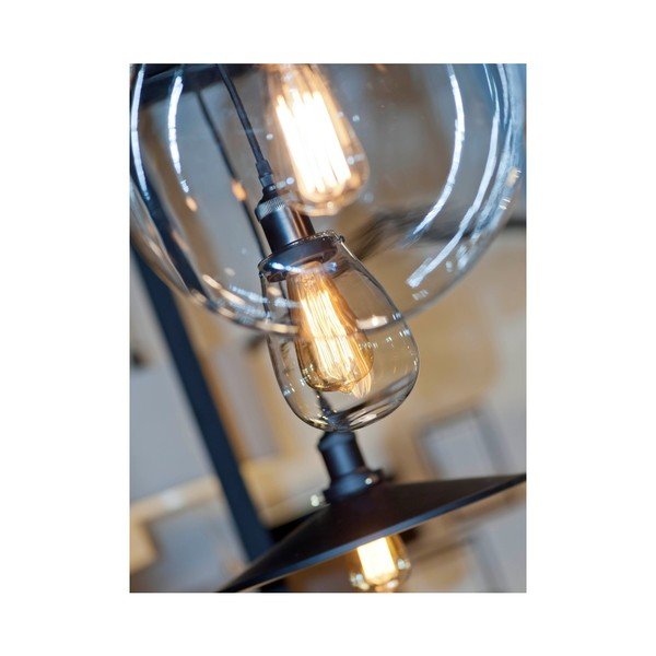 Lustră neagră cu abajur din sticlă ø 30 cm Warsaw – it's about RoMi-image-2