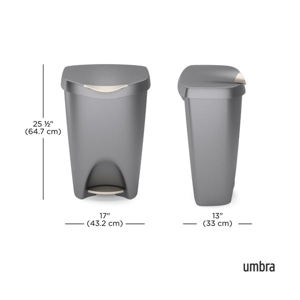 Coș de gunoi gri cu pedală din plastic 50 l Brim – Umbra-image-3