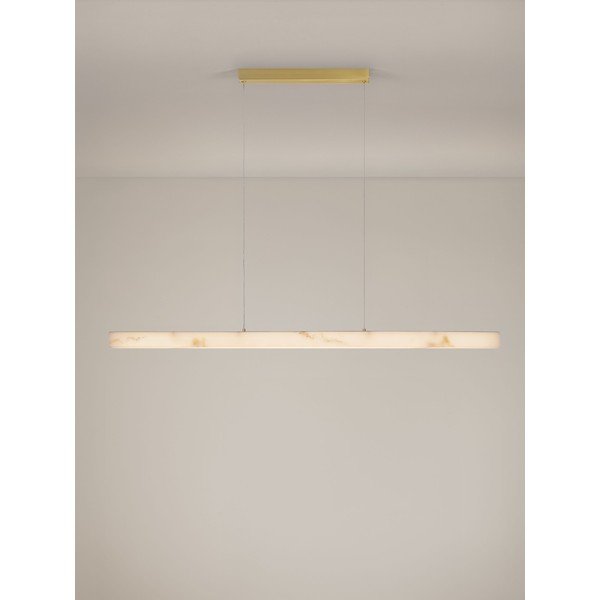 Lustră albă/alămie LED cu intensitate reglabilă cu aspect de piatră Vaster – Nova Luce-image-4