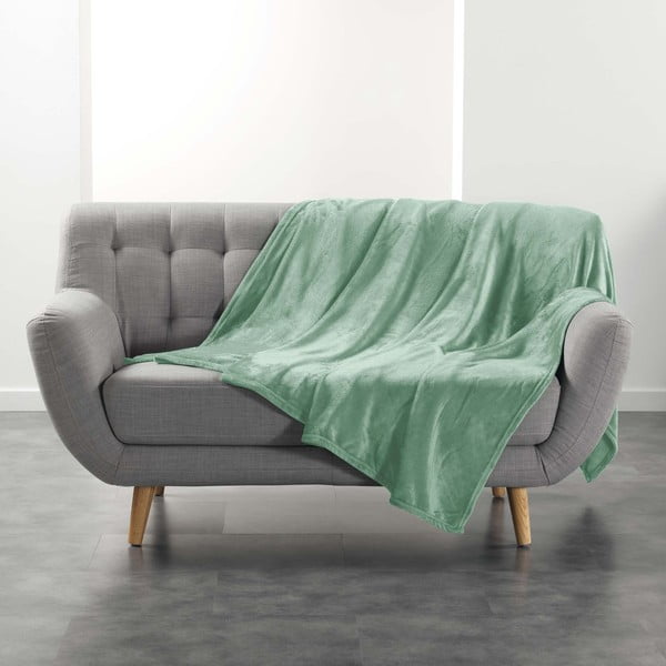 Pătură verde-deschis din microflanel 180x220 cm Flanou – douceur d'intérieur
