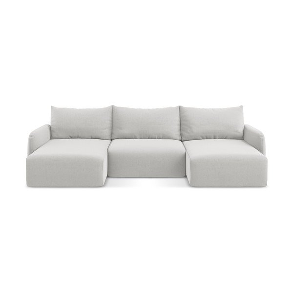 Colțar gri deschis extensibil/cu spațiu de depozitare cu tapițerie din catifea (în formă de "U") Kalena – Makamii