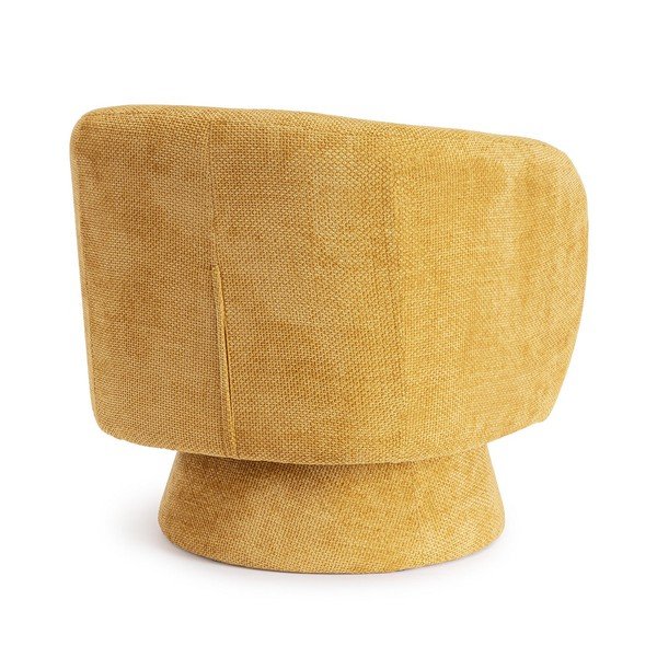 Fotoliu galben muștar pivotant cu tapițerie din chenille Julienne – Bizzotto-image-4