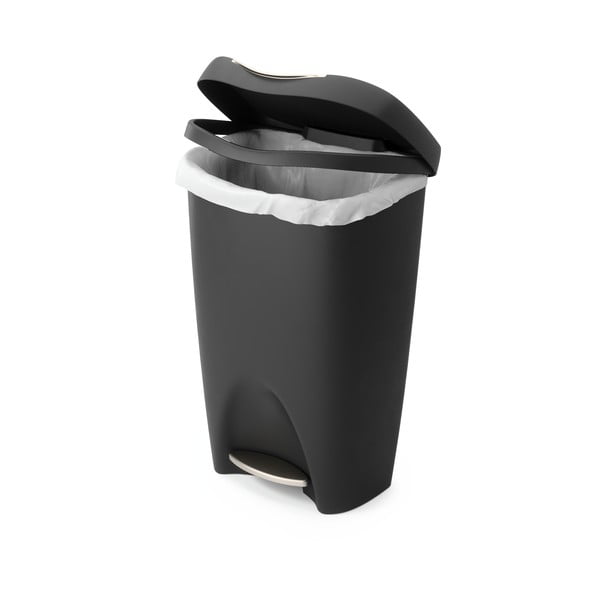 Coș de gunoi negru cu pedală din plastic 50 l Brim – Umbra