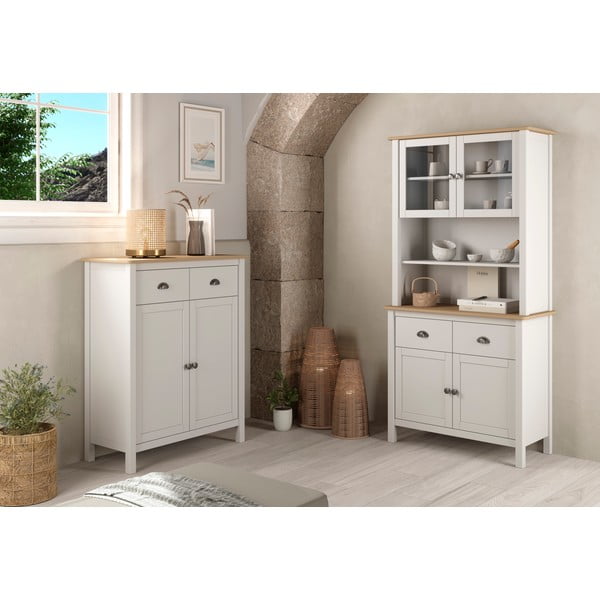 Comodă alb/natural înaltă din lemn de pin 90x110 cm Misti – Marckeric-image-1