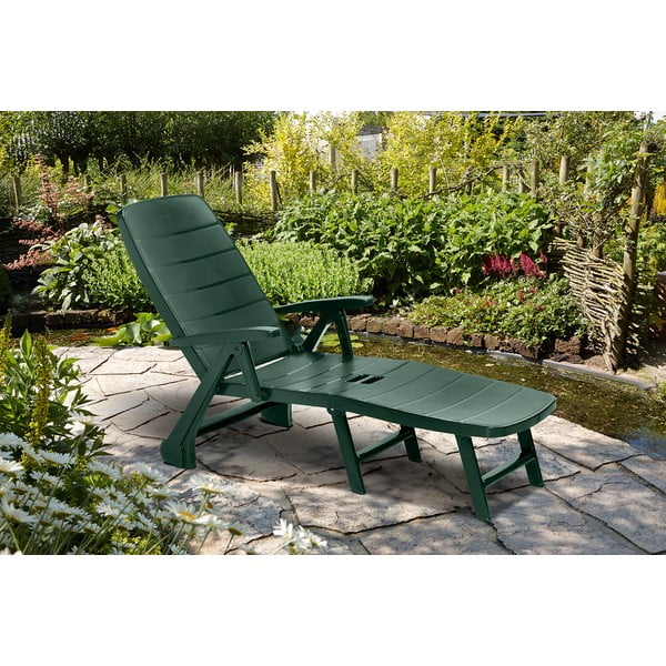 Șezlong de grădină verde închis din plastic Roma – Keter-image-1