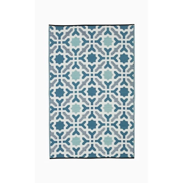 Covor reversibil pentru exterior din plastic reciclat Fab Hab Seville, 150 x 240 cm, albastru - gri-image-1