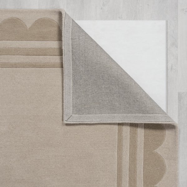Covor tip traversă în culoare naturală țesut manual din lână 80x230 cm Lois Scallop – Flair Rugs-image-3
