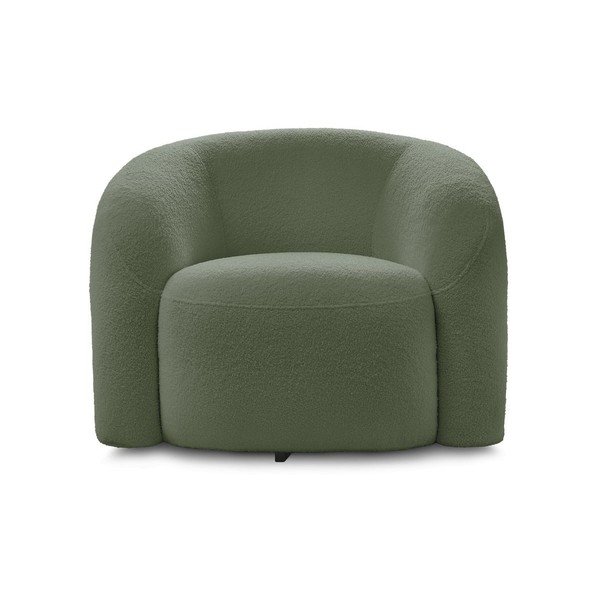 Fotoliu verde pivotant cu tapițerie din țesătură bouclé Elina – Bobochic Paris-image-2