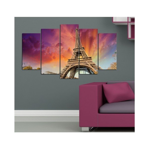 Tablou din mai multe piese 3D Art Fall Eiffel, 102 x 60 cm-image-1