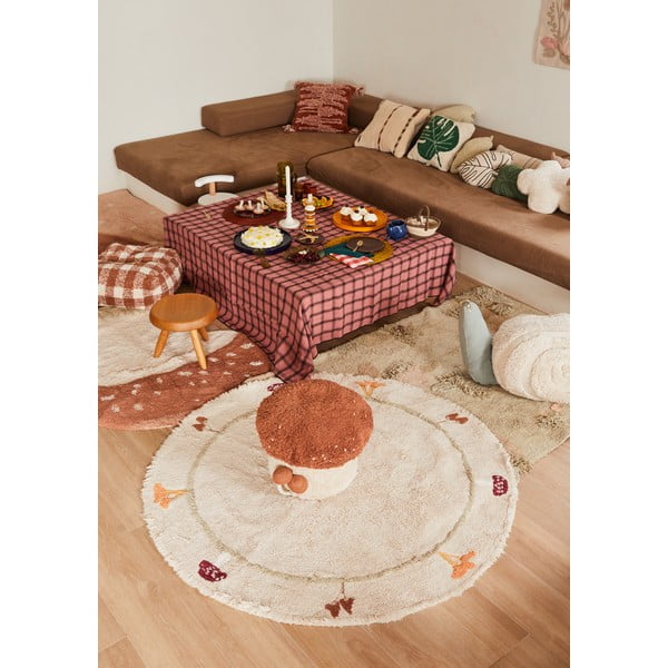 Covor pentru copii bej lavabil/țesut manual din bumbac ø140 cm Chanterelle – Lorena Canals-image-3
