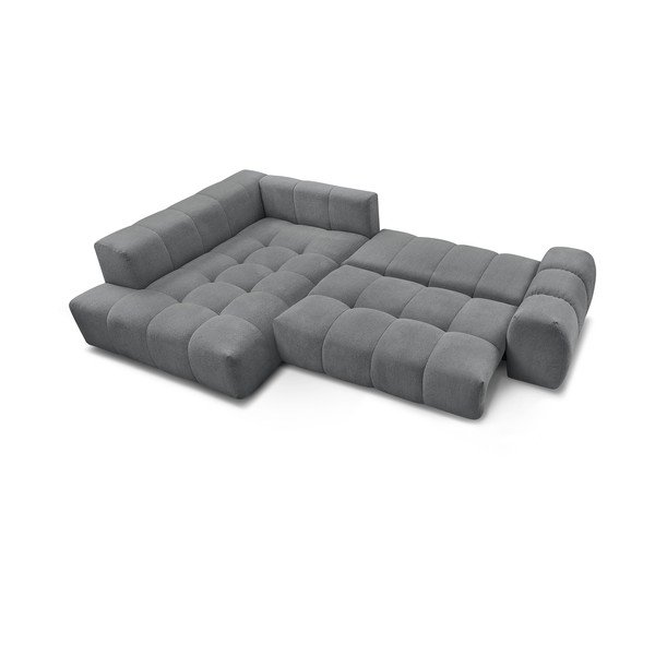 Colțar gri închis extensibil/cu spațiu de depozitare cu tapițerie din chenille (cu colț pe partea stângă/în formă de ”L”) Everest – Bobochic Paris-image-4