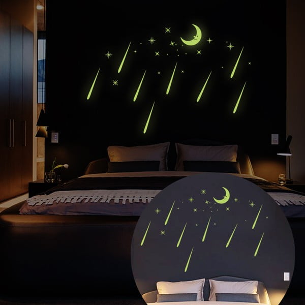 Autocolante fluorescente Ambiance Moon And Falling Stars-image-2