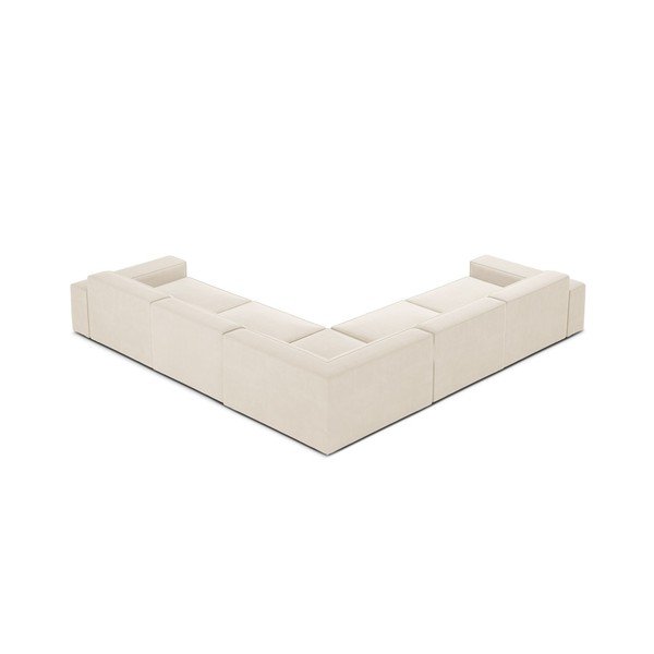Colțar modular crem cu tapițerie din catifea (în formă de ”L”) Jodie – Micadoni -image-1