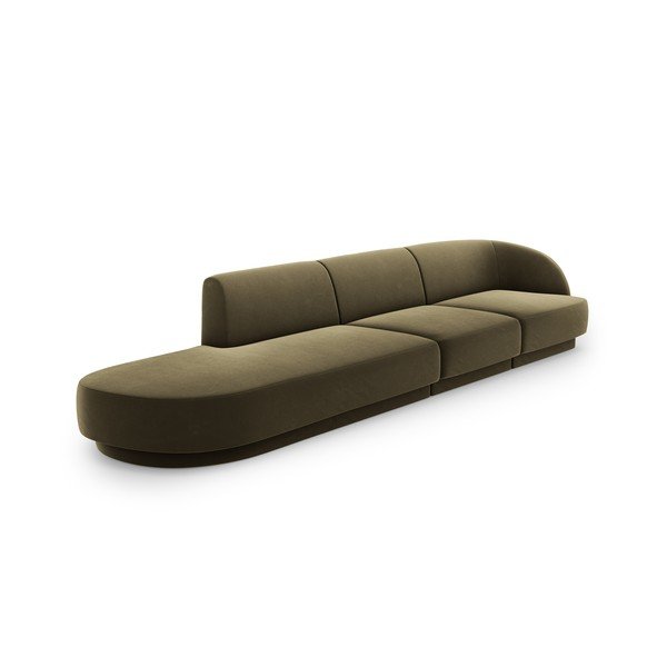 Canapea verde cu tapițerie din catifea 302 cm Miley – Micadoni Home-image-3