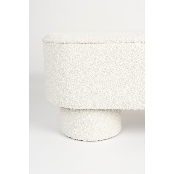 Bancă albă cu tapițerie din țesătură bouclé Marcos – White Label-image-2