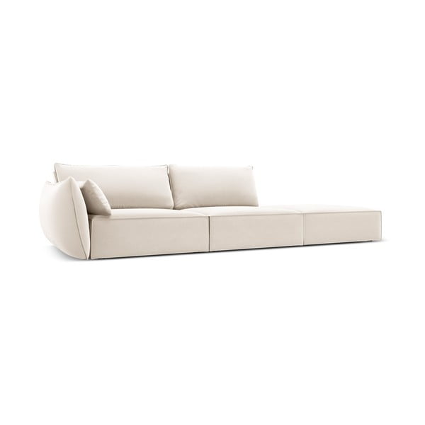 Canapea bej cu tapițerie din catifea, cu colț pe partea stângă 264 cm Vanda – Mazzini Sofas-image-1
