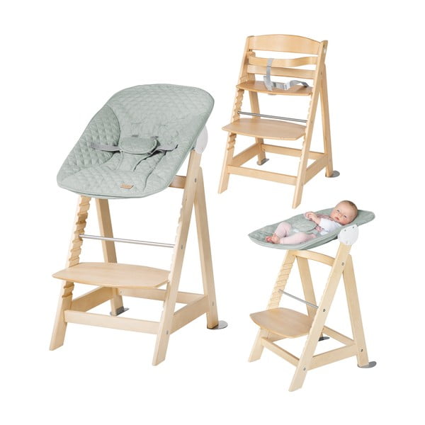 Scaun de masă pentru bebe verde deschis/în culoare naturală Style Born Up 2in1 – Roba