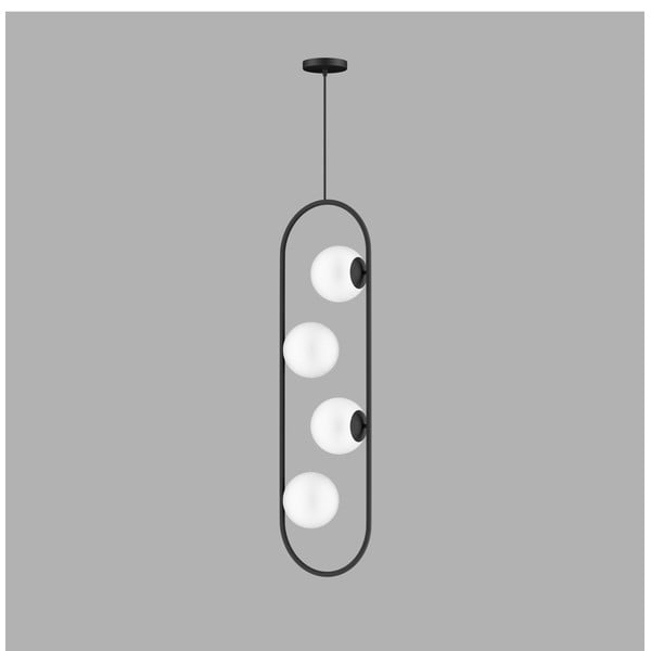 Lustră neagră cu abajur din sticlă Club – Squid Lighting