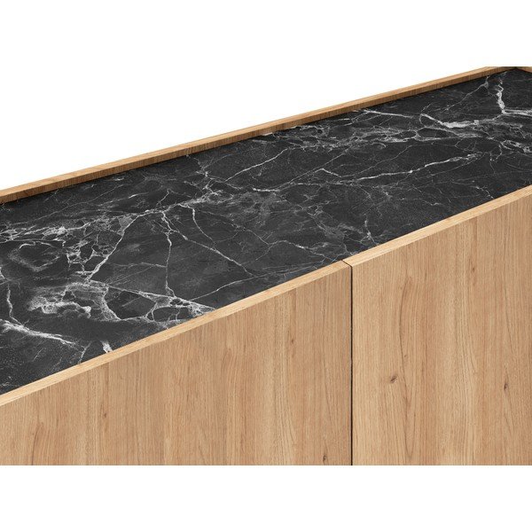 Comodă TV  negru/natural  cu aspect de lemn de stejar 160x48 cm Dione – Marckeric-image-1