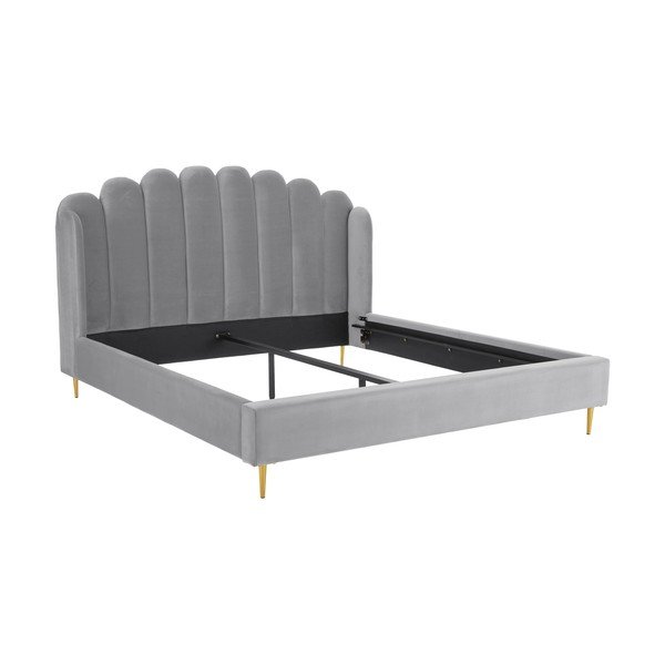 Pat tapițat Westwing Collection Glamour, 180 x 200 cm, gri-image-4