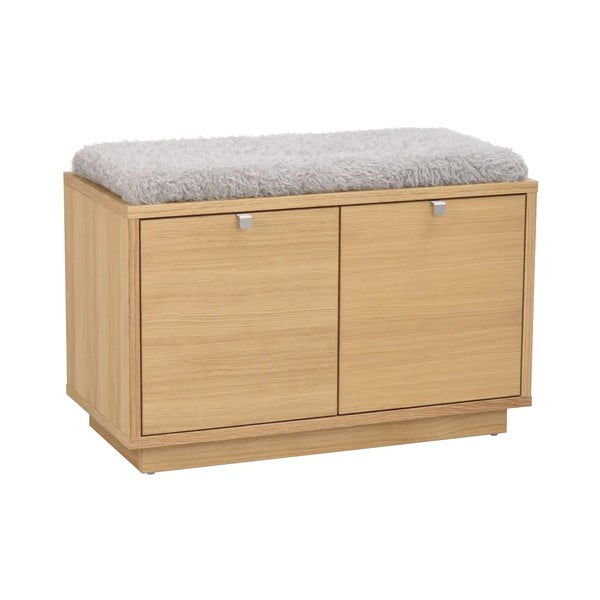 Pantofar gri/în culoare naturală cu bancă cu aspect de lemn de stejar Confetti – Rowico