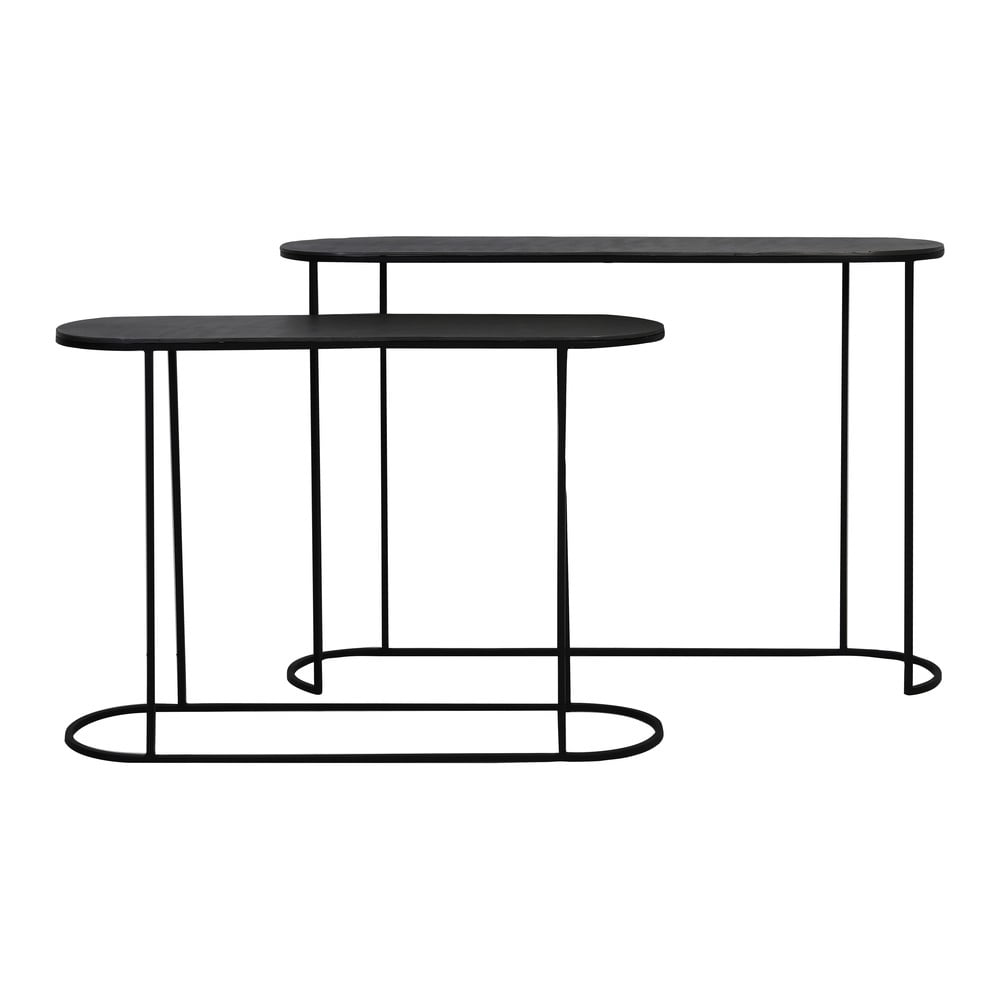Mese consolă negre 2 buc. din metal 28x118 cm Bocov – Light &amp; Living