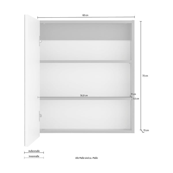 Dulap de baie gri de perete cu oglindă Støraa Wisla, 60 x 70 cm-image-1