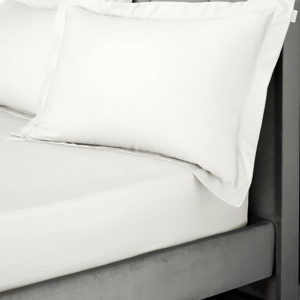 Cearceaf fildeș din bumbac satinat cu elastic 90x190 cm Cotton Sateen – Bianca-image-1