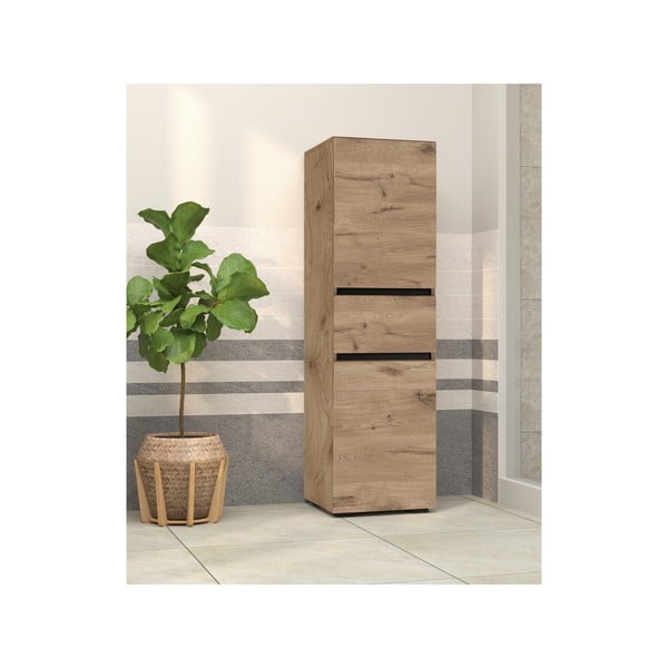 Dulap de baie în culoare naturală înalt/îngust cu aspect de lemn de stejar 38x130 cm Wisla – Støraa-image-4