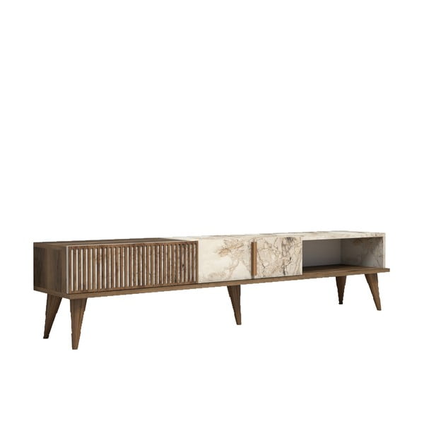 Comodă TV în culoare naturală cu aspect de marmură 180x40 cm Milan – Kalune Design