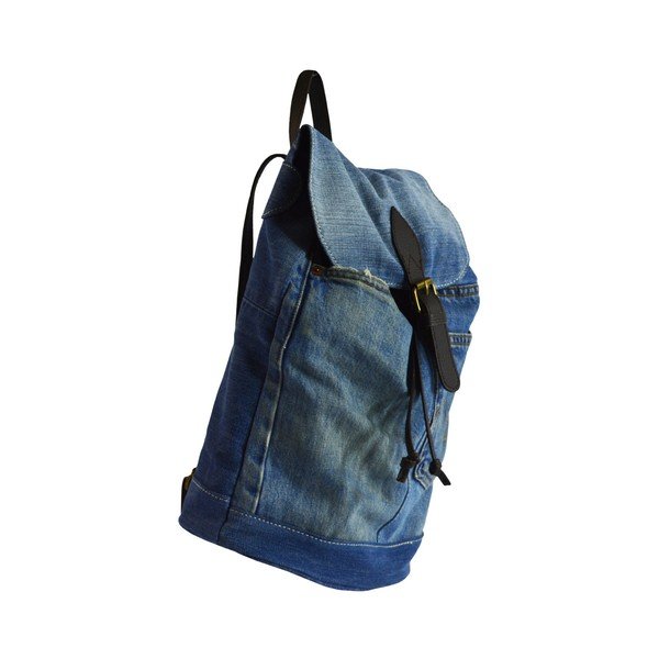 Rucsac din denim și curele din piele Chicca Borse Light, albastru-image-2